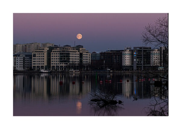Fullmåne över Marievik, Stockholm, Stadsfoto