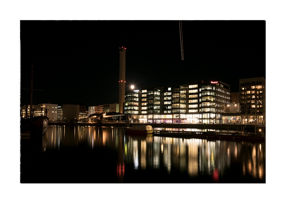 Hammarbykaj, nattbild, Stockholm, Stadsfoto
